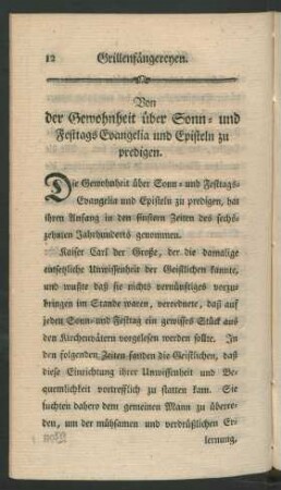 Von der Gewohnheit über Sonn- und Festtags Evangelia und Episteln zu predigen