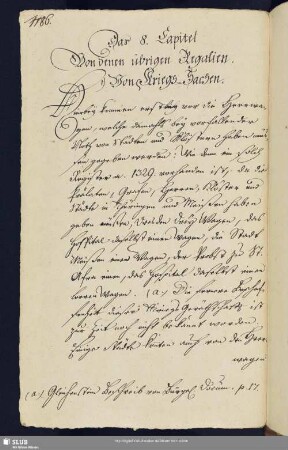 8. Capitel. Von denen übrigen Regalien. Von Kriegs-Sachen.