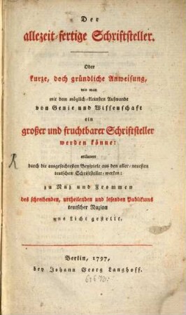 Der allezeit fertige Schriftsteller