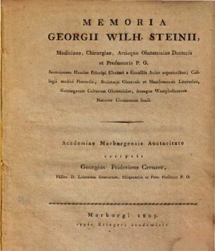 Memoria Georgii Wilh. Steinii
