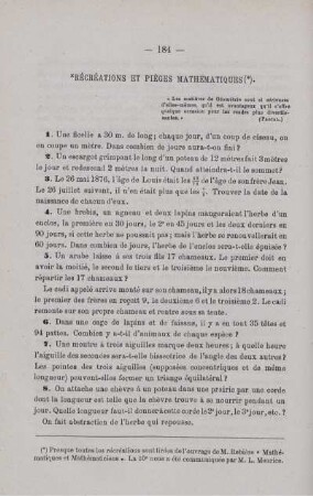 RÉCRÉATIONS ET PIÈGES MATHÉMATIQUES.