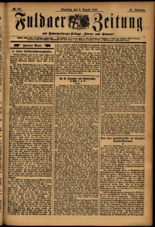 Zweite Ausgabe vom Samstag, den 08. August 1896.