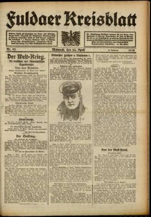Ausgabe vom Mittwoch, den 24. April 1918.