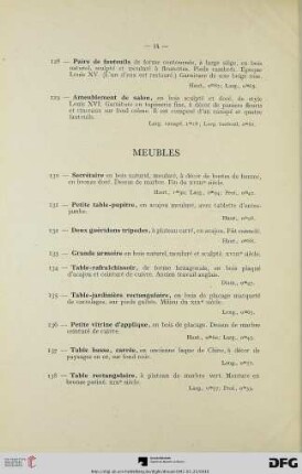 Meubles (Nr. 130-146)