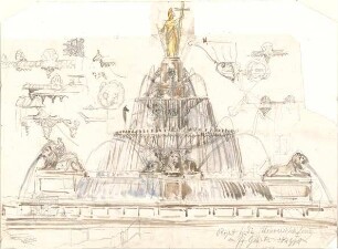 Gärtner, Friedrich von; München, Ludwigstr.; Universitätsbrunnen - Ansicht