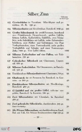 Silber, Zinn (Nr. 193-216)
