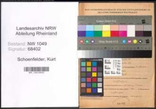 Entnazifizierung Kurt Schoenfelder , geb. 01.11.1903 (Pianist)