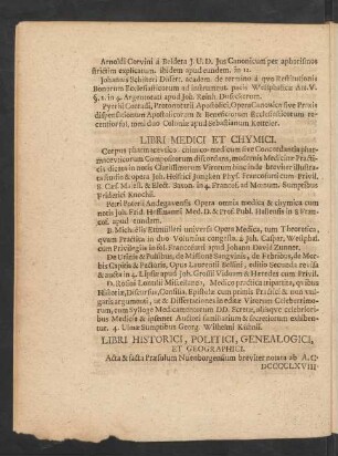 Libri Historici, Politici, Genealogici, Et Geographici.