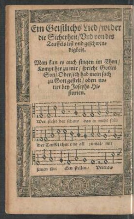 Ein Geistlichs Lied/ wider die Sicherheit ...