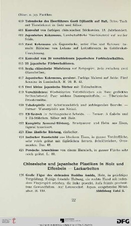 Chinesische und japanische Plastiken in Holz und Elfenbein – Lackarbeiten (Nr. 426-481)