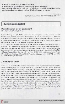 Zur Diskussion gestellt