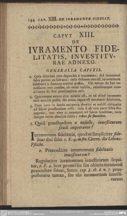 Caput XIII. De Iuramento Fidelitatis, Investiturae Adnexo