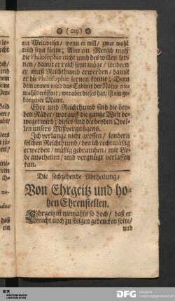 Die sechzehende Abtheilung/ Von Ehrgeitz und hohen Ehrenstellen.
