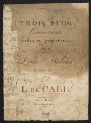 Trois duos concertants faciles et progressives pour deux violons, op. 1 des duos