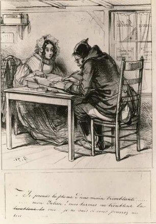 Gavarni, Paul: La Boîte aux Lettres (3). Lithografie; 19,9 x 17,6 cm. 1839