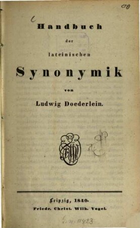 Handbuch der lateinischen Synonymik