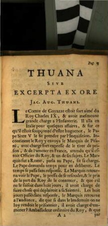Thuana sive excerpta ex ore Jac. Aug. Thuani