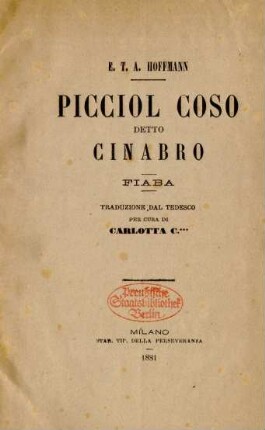 Picciol Coso detto Cinabro : fiaba