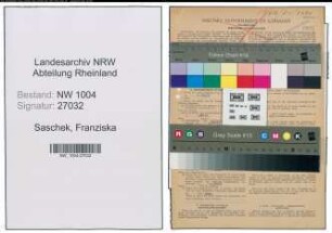 Entnazifizierung Franziska Saschek , geb. 06.11.1920 (Putzfrau)