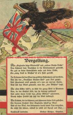 Postkarte mit anti-englischem Gedicht