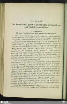 34. Kapitel. Das Arbeiten mit parallel geschalteten Wechselstrom- und Drehstrommaschinen.