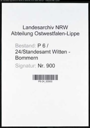 Sterberegister Standesamt Witten-Bommern
