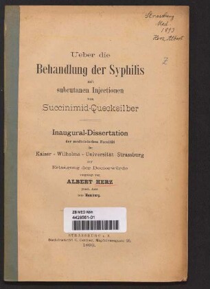 Ueber die Behandlung der Syphilis mit subcutanen Injectionen von Succinimid-Quecksilber