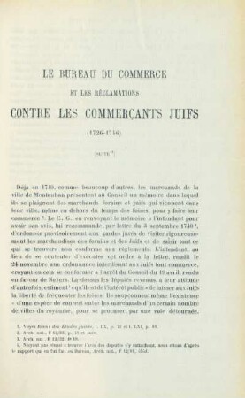 Le Bureau du commerce et les réclamations contre les commerçants juifs (1726-1746) (suite)