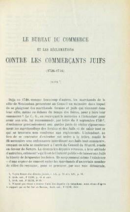 Le Bureau du commerce et les réclamations contre les commerçants juifs (1726-1746) (suite)