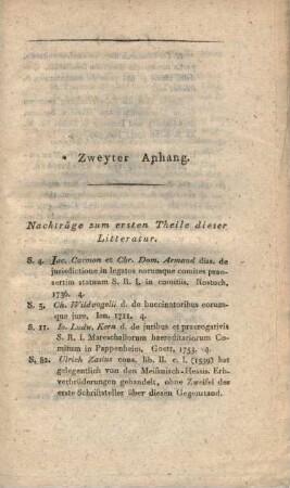 Zweyter Anhang. Nachträge zum ersten Theile dieser Litteratur.