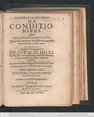Disputatio Solemnis De Conditionibus