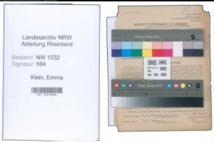 Entnazifizierung Emma Klein , geb. 07.03.1898 ()