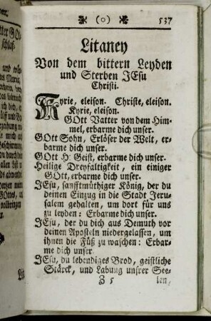 Litaney Von dem bittern Leyden und Sterben Jesu Christi.