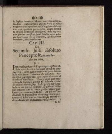 Cap. III. De Secundo Justi absoluto Præcepto sc. de non lædendis aliis.