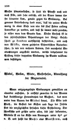 Wirbel, Wellen, Winde, Wasserhosen, Abweichung der Magnetnadel