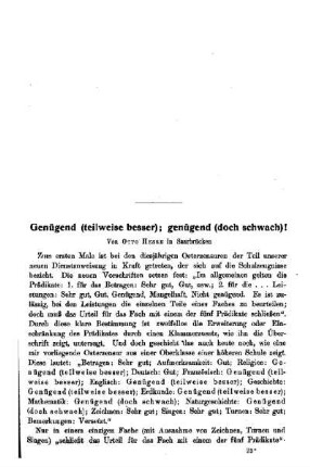 Genügend (teilweise besser); genügend (doch schwach!)