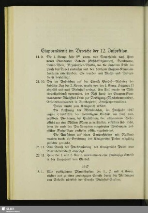Etappendienst im Bereiche der 12. Inspektion