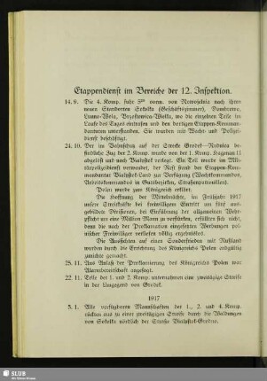 Etappendienst im Bereiche der 12. Inspektion
