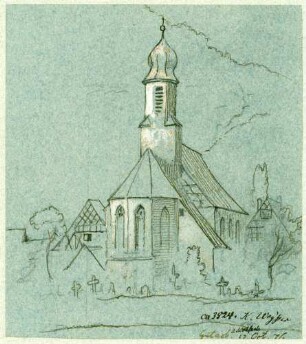 Gutach Choransicht Dorfkirche mit Friedhof