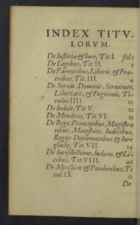 Index titulorum.