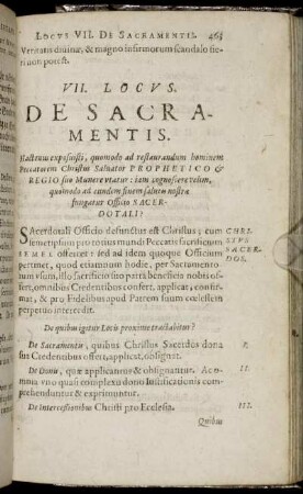 VII. Locus. De Sacramentis.