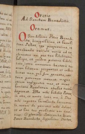 Oratio ad sanctum Benedictu.