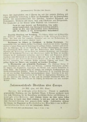 Zusammenfassende Überschau über Europa