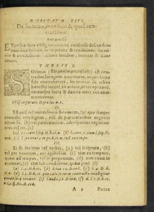 Disputatio XXVI. De societate, mandato & quasi contractibus.
