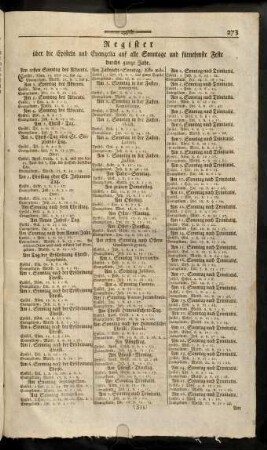 273-274, Register ueber die Episteln ...; Register ...
