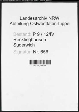 Sterberegister Standesamt IV Recklinghausen-Stadt