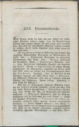 XXX. Literaturbericht.