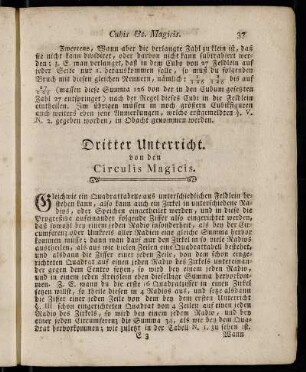 Dritter Unterricht von den Circulis Magicis.