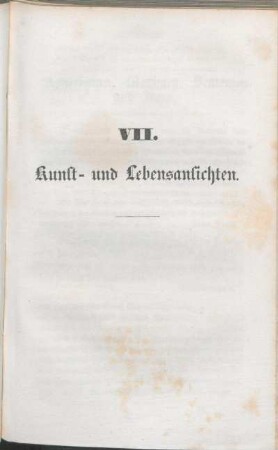 VII. Kunst- und Lebensansichten.