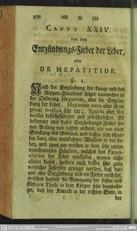 Caput XXIV. von dem Entzündungs-Fieber der Leber, oder De Hepatitide